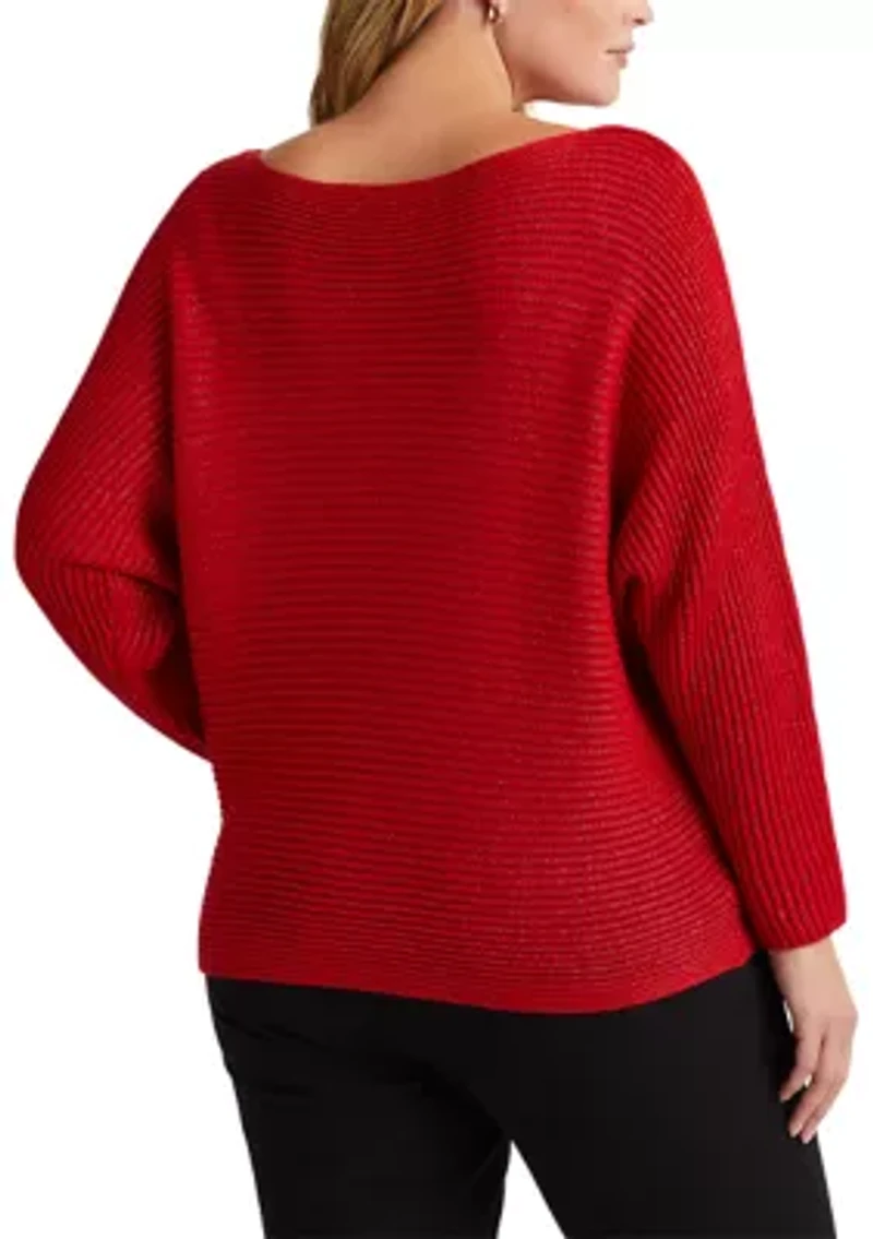 Plus Dolman Sleeve Boatneck Sweater