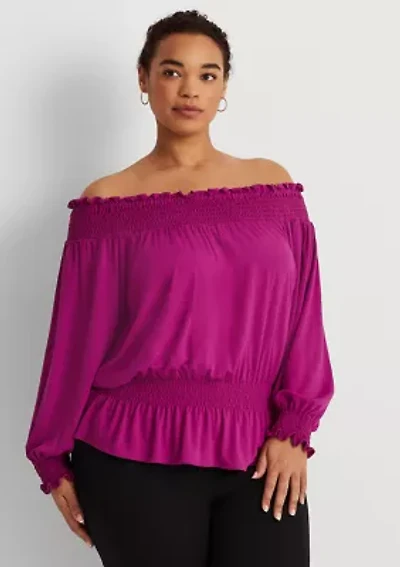 Plus Jersey Off-the-Shoulder Top