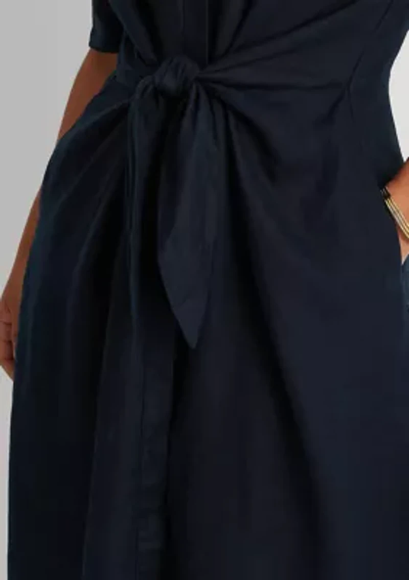 Plus Linen Shirt Dress