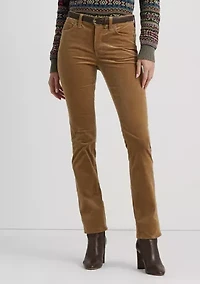 Stretch Corduroy Mid Rise Straight Pants