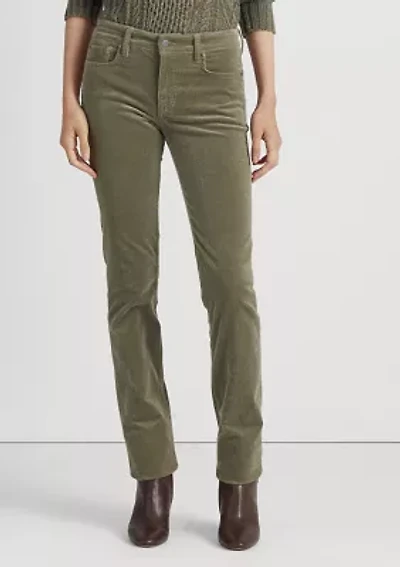 Stretch Corduroy Mid Rise Straight Pants