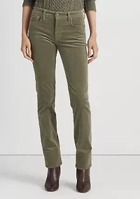 Stretch Corduroy Mid Rise Straight Pants