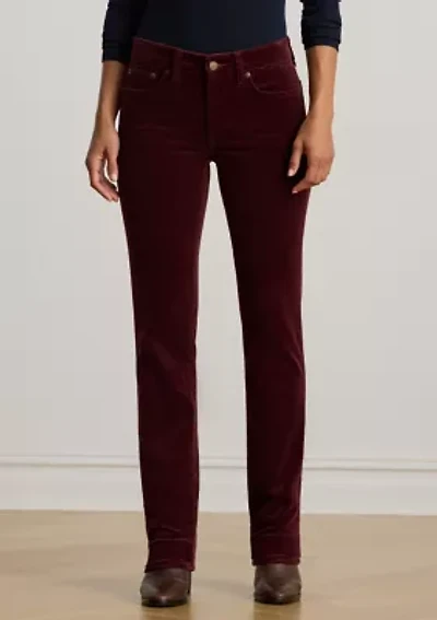 Stretch Corduroy Mid Rise Straight Pants