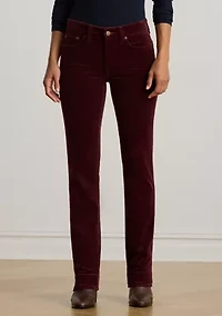 Stretch Corduroy Mid Rise Straight Pants
