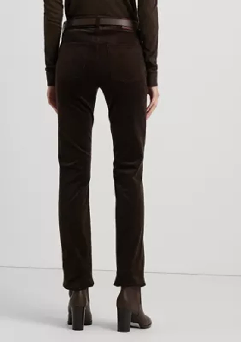Stretch Corduroy Mid Rise Straight Pants