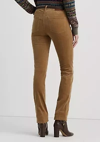 Stretch Corduroy Mid Rise Straight Pants