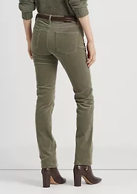 Stretch Corduroy Mid Rise Straight Pants