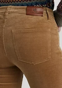 Stretch Corduroy Mid Rise Straight Pants