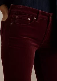 Stretch Corduroy Mid Rise Straight Pants