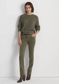 Stretch Corduroy Mid Rise Straight Pants