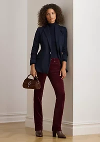 Stretch Corduroy Mid Rise Straight Pants