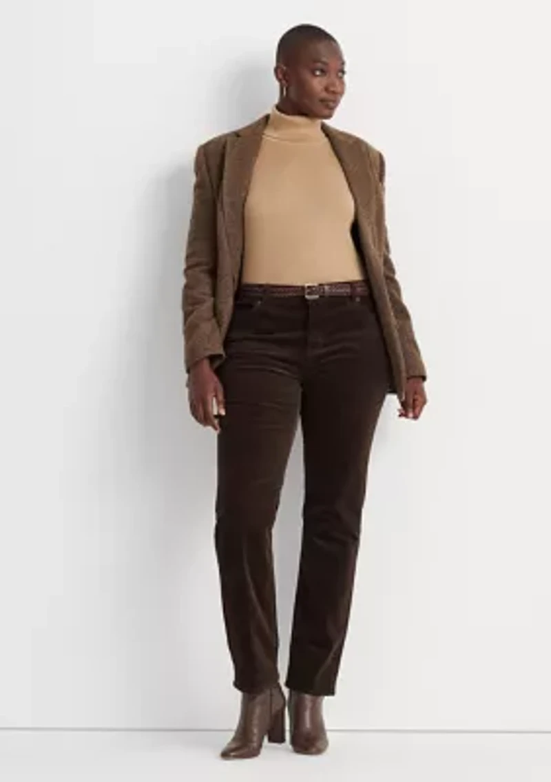 Plus Corduroy Mid Rise Straight Pants