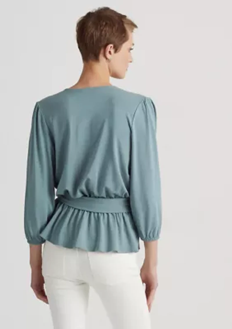 Petite Jersey Peplum Blouse