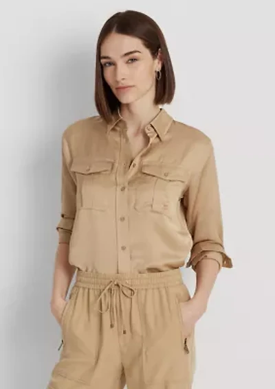 Petite Satin Shantung Shirt