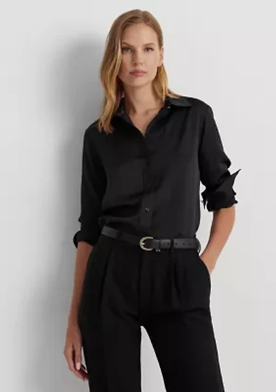 Petite Classic Fit Satin Charmeuse Shirt