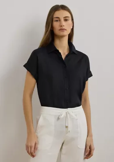 Petite Linen Short-Sleeve Shirt