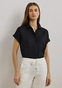 Petite Linen Short-Sleeve Shirt