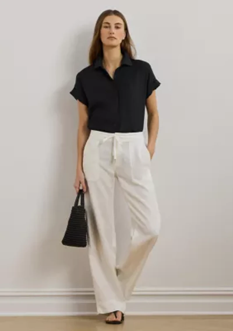 Petite Linen Short-Sleeve Shirt