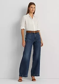 Petite Linen Roll Tab Sleeve Shirt