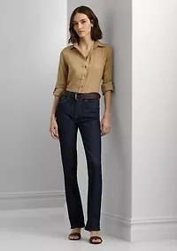 Petite Linen Roll Tab Sleeve Shirt