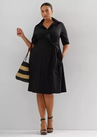 Plus Cotton-Blend Shirtdress
