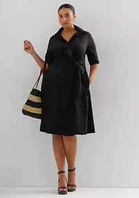 Plus Cotton-Blend Shirtdress