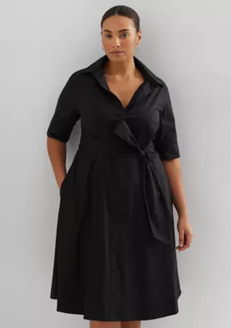 Plus Cotton-Blend Shirtdress