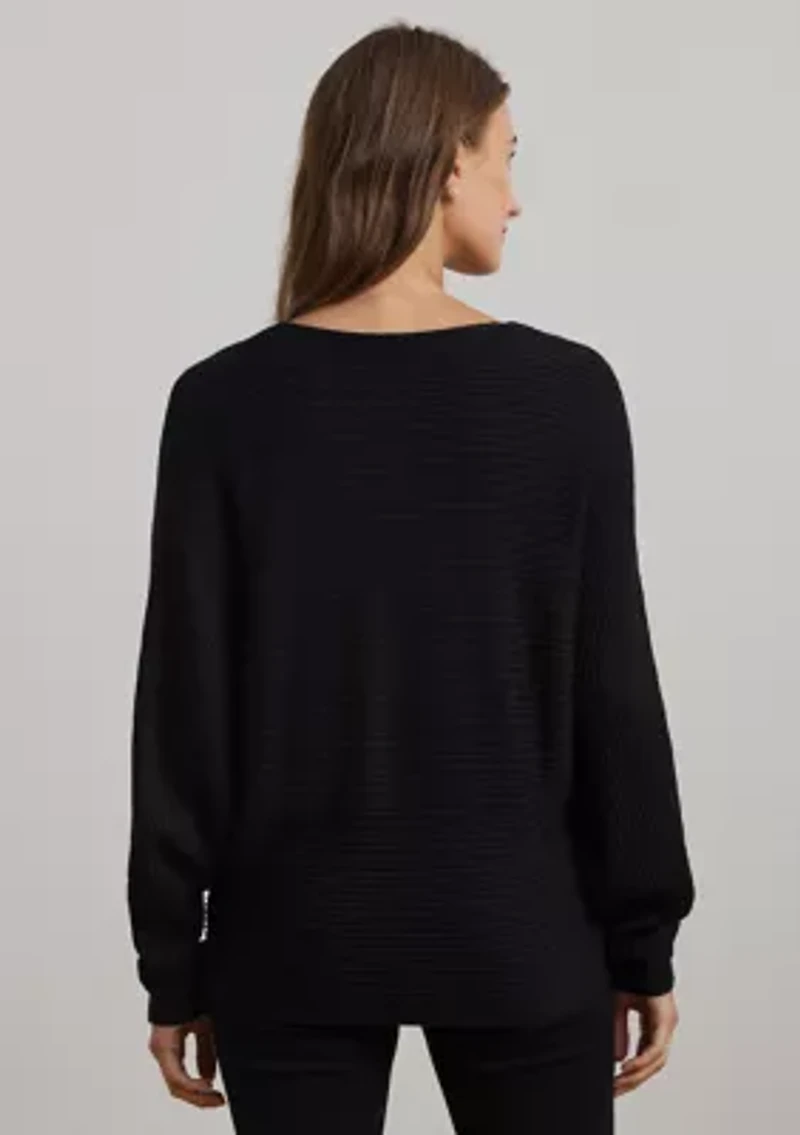 Rib Knit Dolman Sleeve Sweater