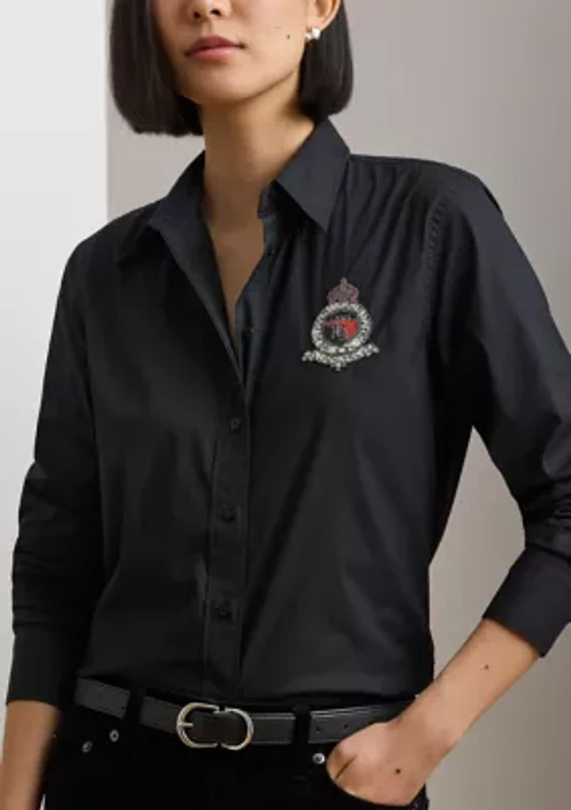 Women's Classic Fit Beaded-Crest Shirt