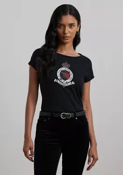 Women's Beaded-Crest Cotton Jersey T-Shirt