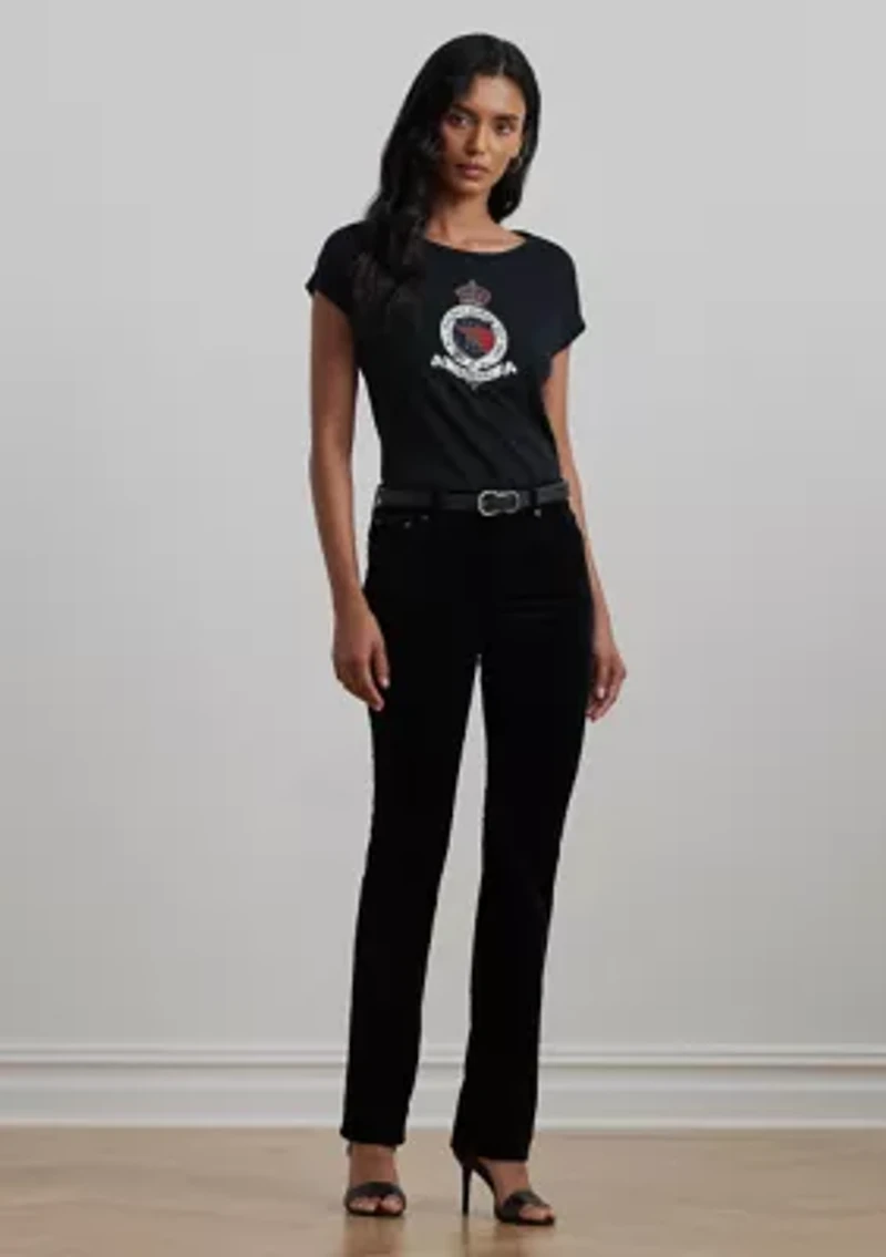 Women's Beaded-Crest Cotton Jersey T-Shirt