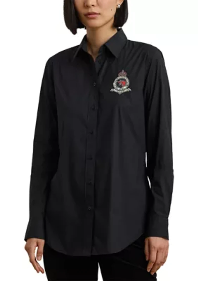 Petites Classic Fit Beaded-Crest Shirt