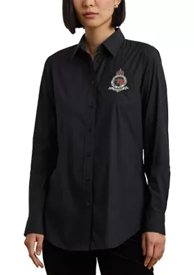 Petites Classic Fit Beaded-Crest Shirt