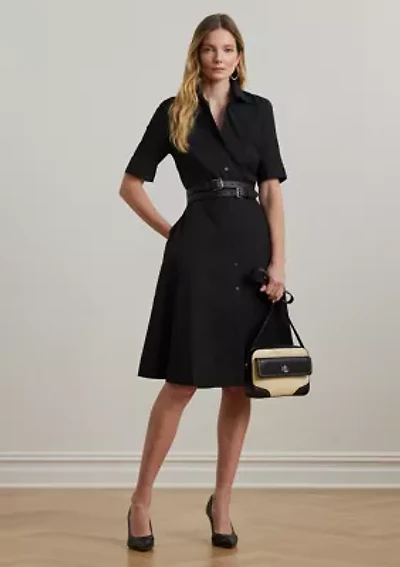 Petite Belted Cotton Blend Shirtdress