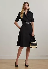 Petite Belted Cotton Blend Shirtdress