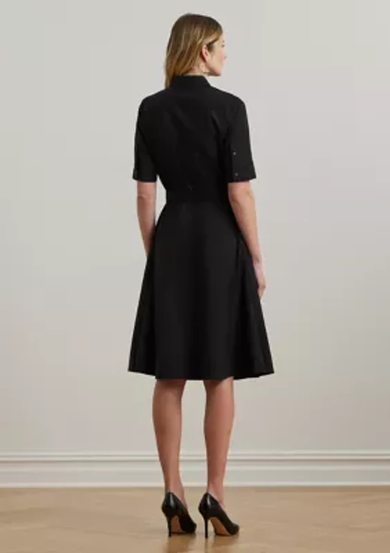 Petite Belted Cotton Blend Shirtdress