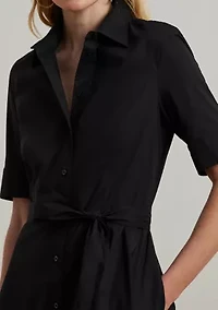 Petite Belted Cotton Blend Shirtdress