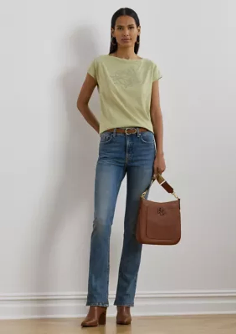 Petite Embroidered Jersey T-Shirt