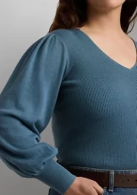 Plus Blouson Sleeve Cotton Blend Sweater