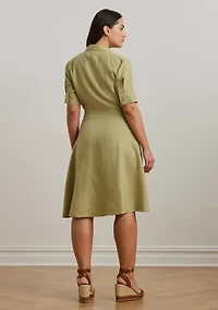 Plus-Size Tie-Front Linen Shirtdress
