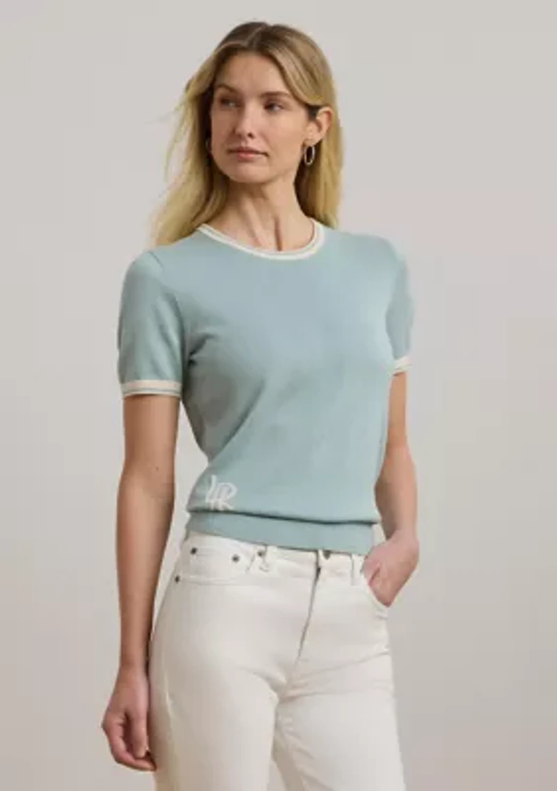 Two Tone Short Sleeve Sweater