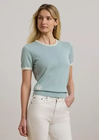 Two Tone Short Sleeve Sweater