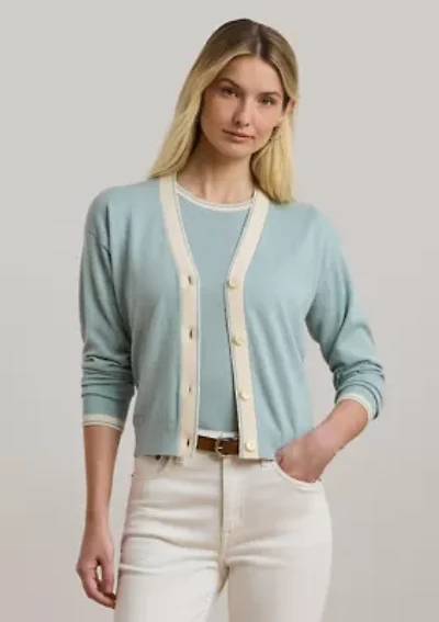 Two Tone Cotton Blend Cardigan