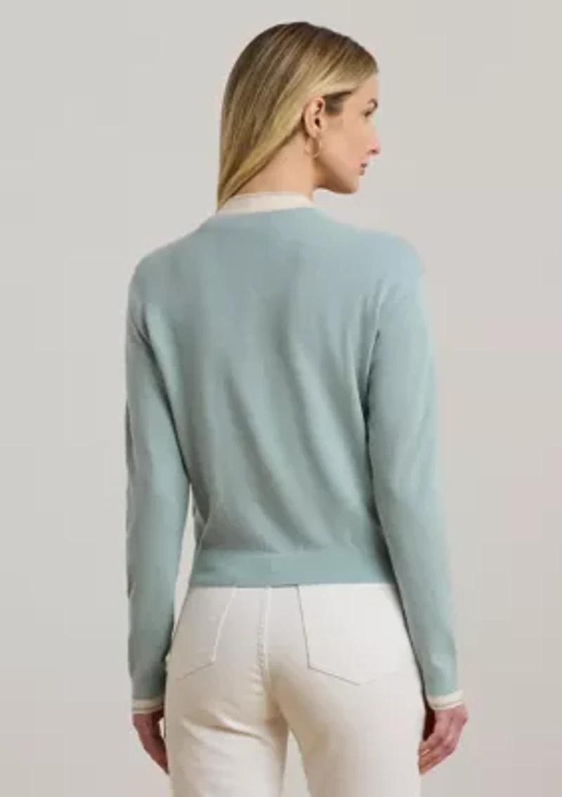 Two Tone Cotton Blend Cardigan