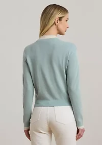 Two Tone Cotton Blend Cardigan