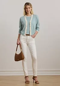Two Tone Cotton Blend Cardigan