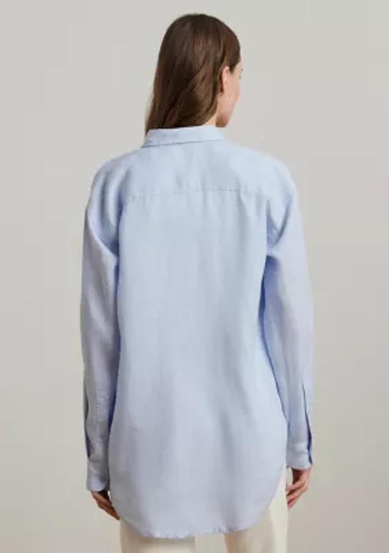 Oversize Floral Logo Linen Shirt