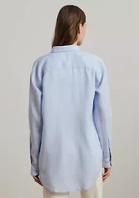 Oversize Floral Logo Linen Shirt