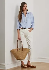 Oversize Floral Logo Linen Shirt