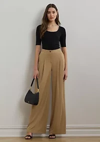 Rib Knit Cotton Blend Elbow Sleeve T-Shirt